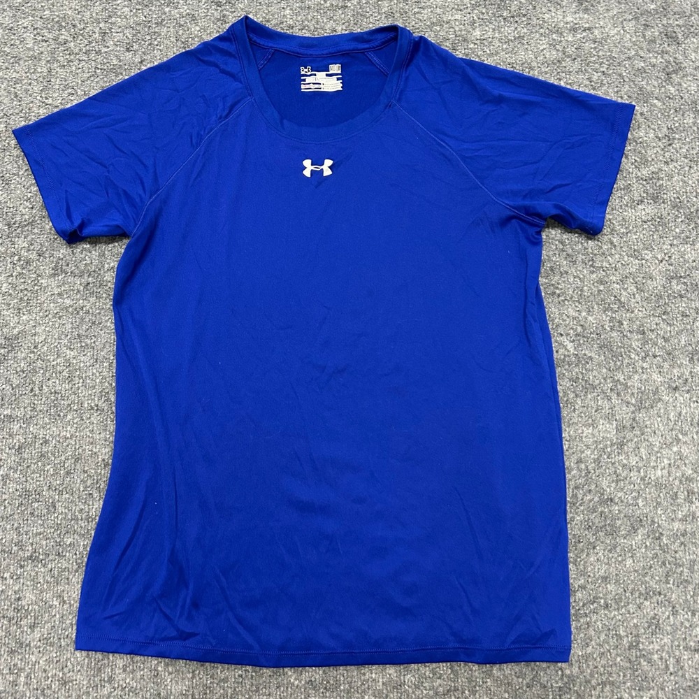 Under Armour Shirt Mens Size M Blue HeatGear Loose Fit Short Sleeve Athletic